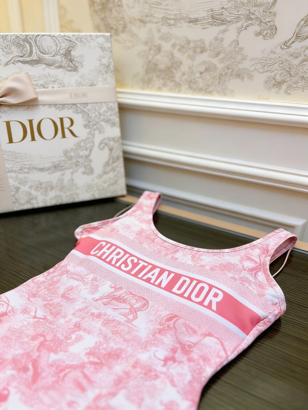 Dior Pink Toile de Jouy Piece Swimsuit - Picture 5 of 6